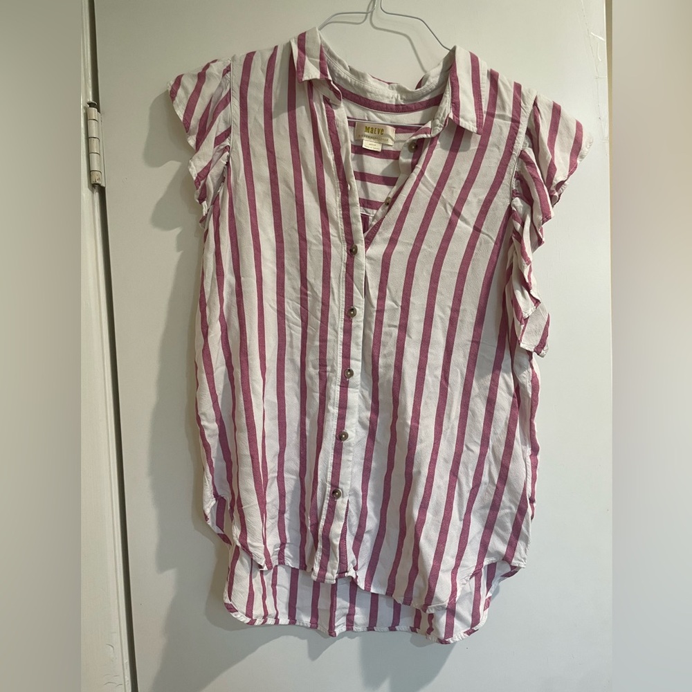 Maeve Purple and White Striped Garment